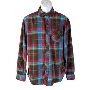 Marmot Flannel Shirt Mens Medium Brown Plaid Long Sleeve Button Down